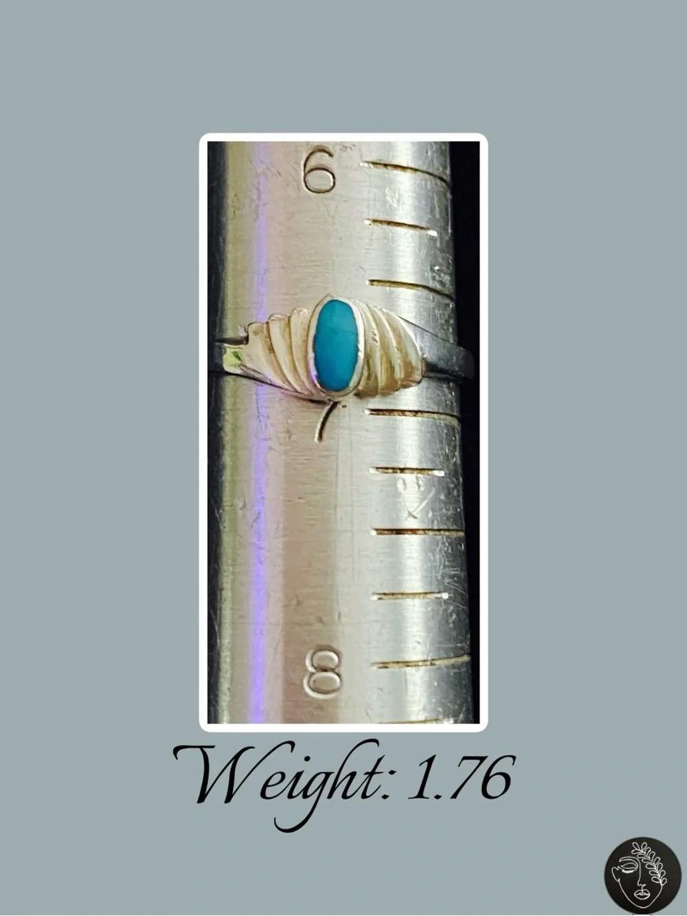 Vintage Y2K Sterling Silver Navajo Turquoise Ribbed Band Ring Sz 7